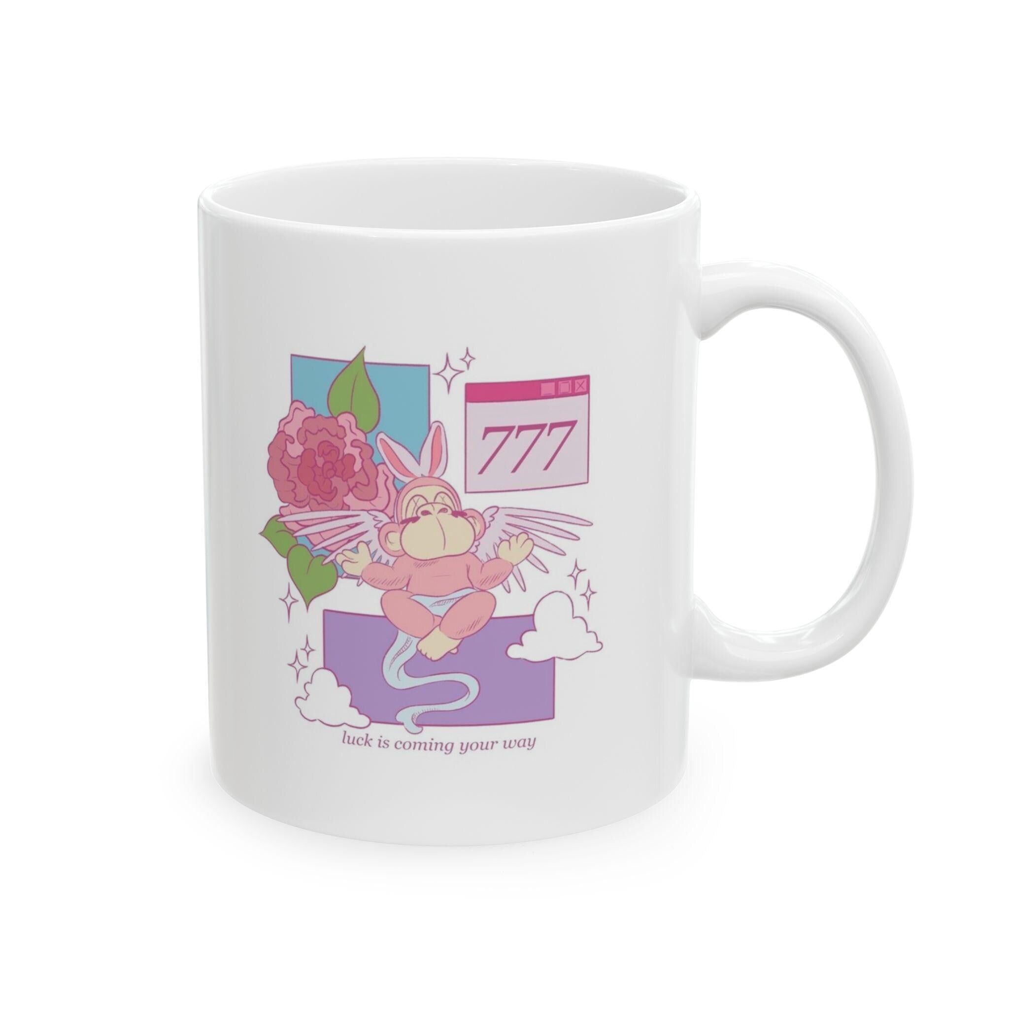 777 Angel Number Lucky Mug Affirmation Encouragement Gift Alignment Manifestation Coffee Cup