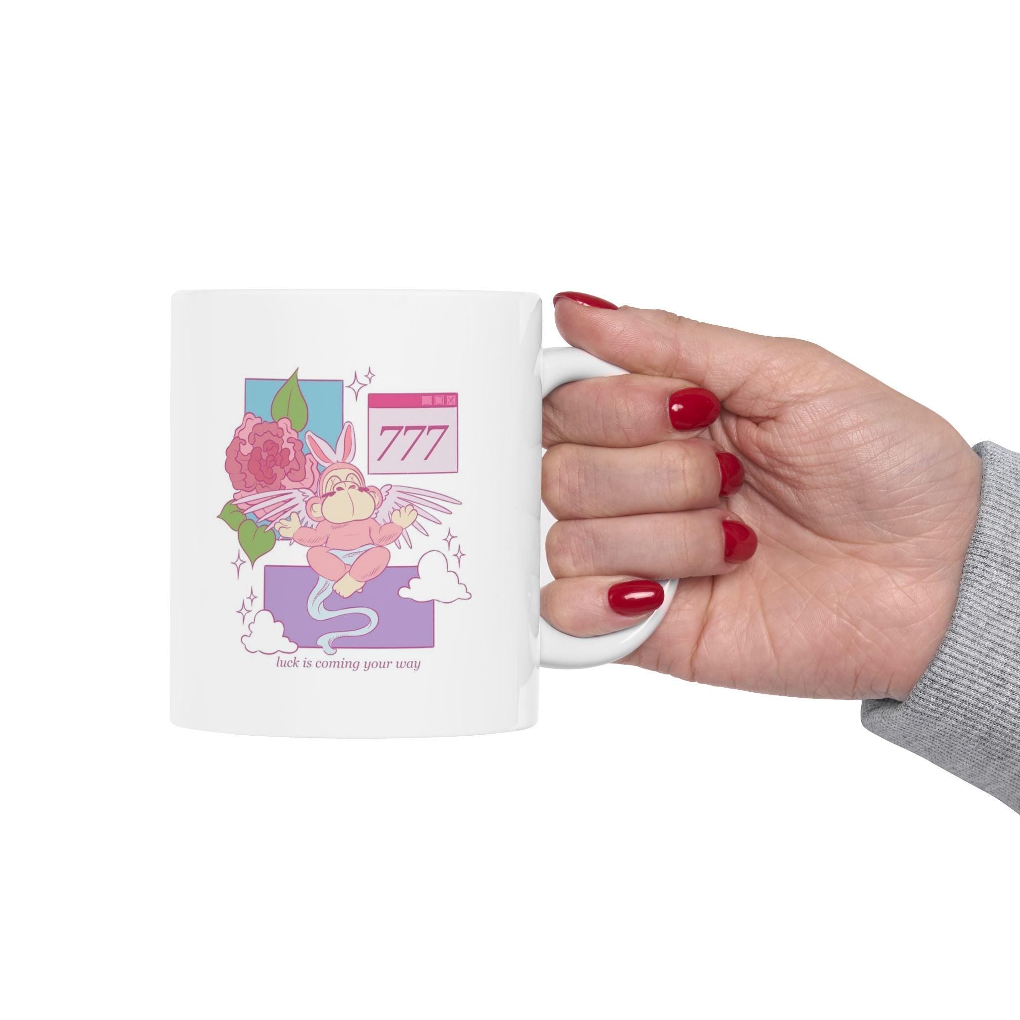 777 Angel Number Lucky Mug Affirmation Encouragement Gift Alignment Manifestation Coffee Cup