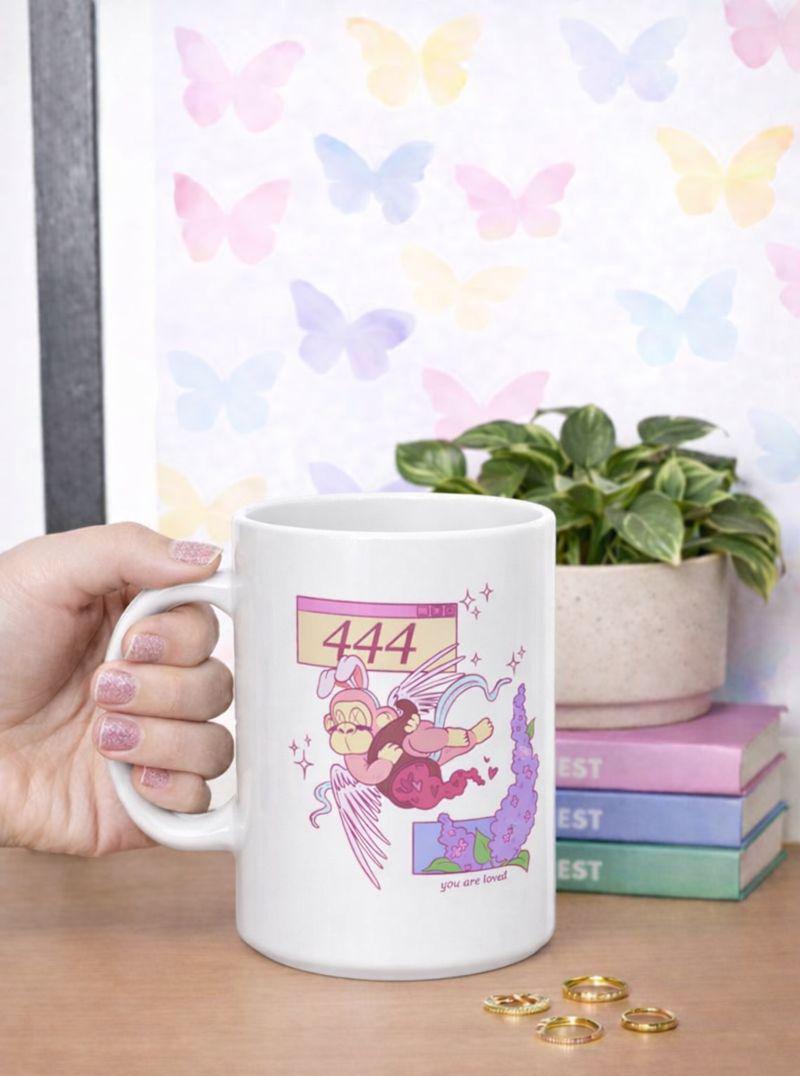 444 Angel Number Affirmation Mug Spiritual Manifestation Gift Encouragement Coffee Cup