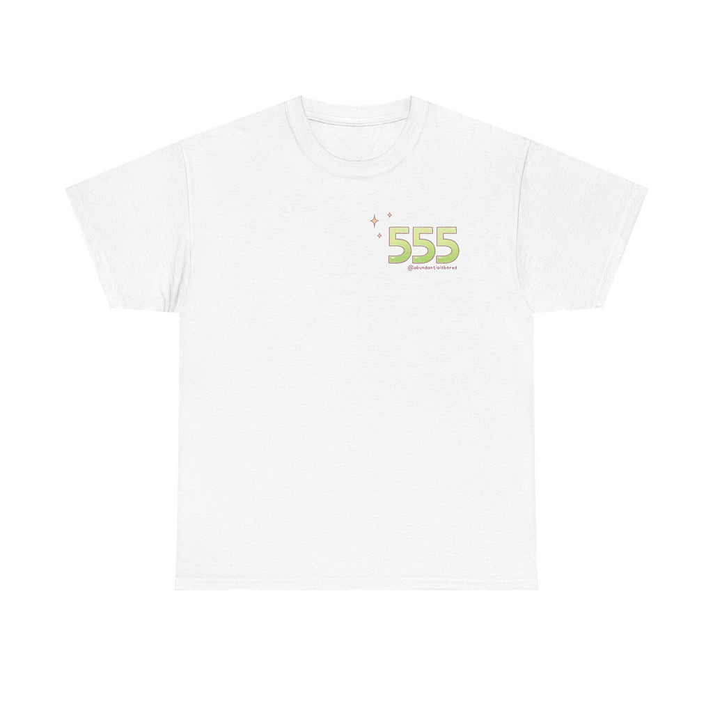 555 Angel Number Affirmation Tee Spiritual Growth Graphic White Tshirt