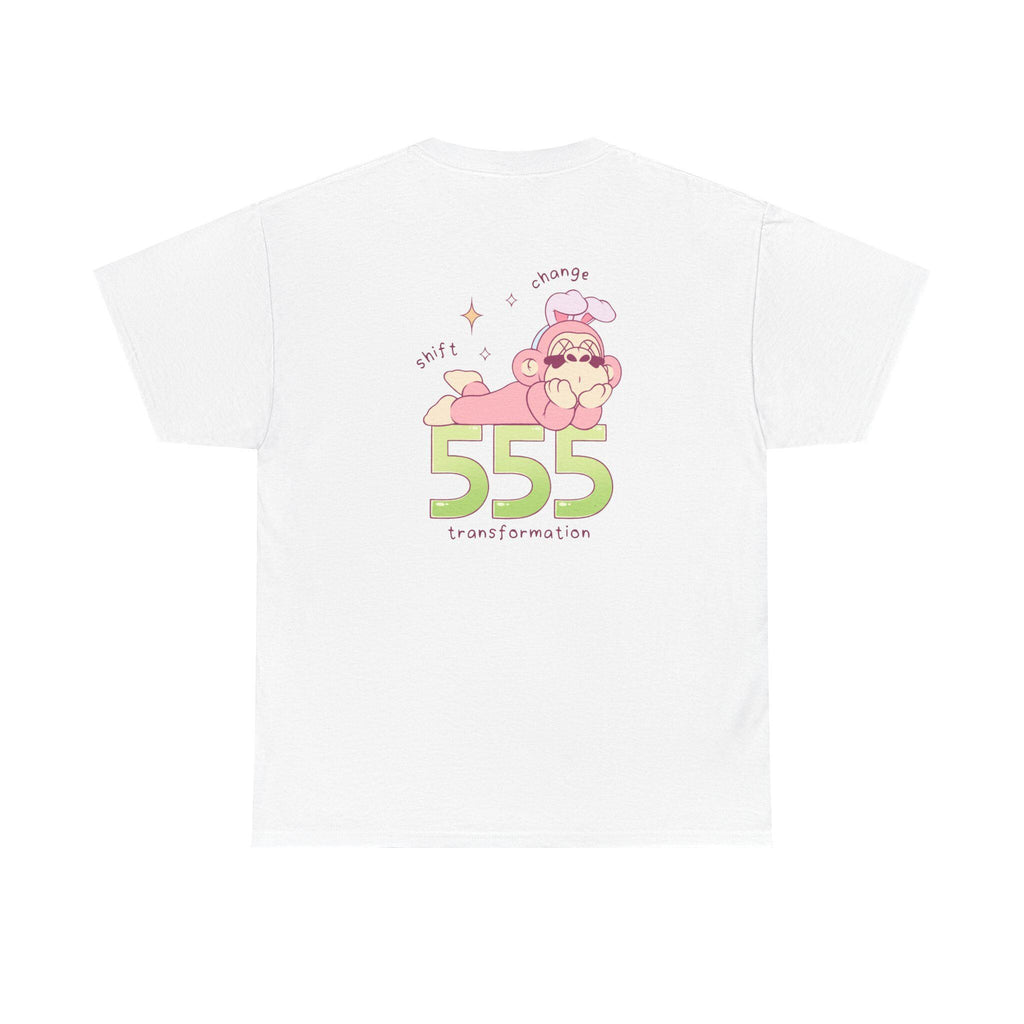 555 Angel Number Affirmation Tee Spiritual Growth Graphic White Tshirt